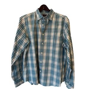 UNTUCKit Men's Blue, Checked, Long Sleeve, Cotton, Large
